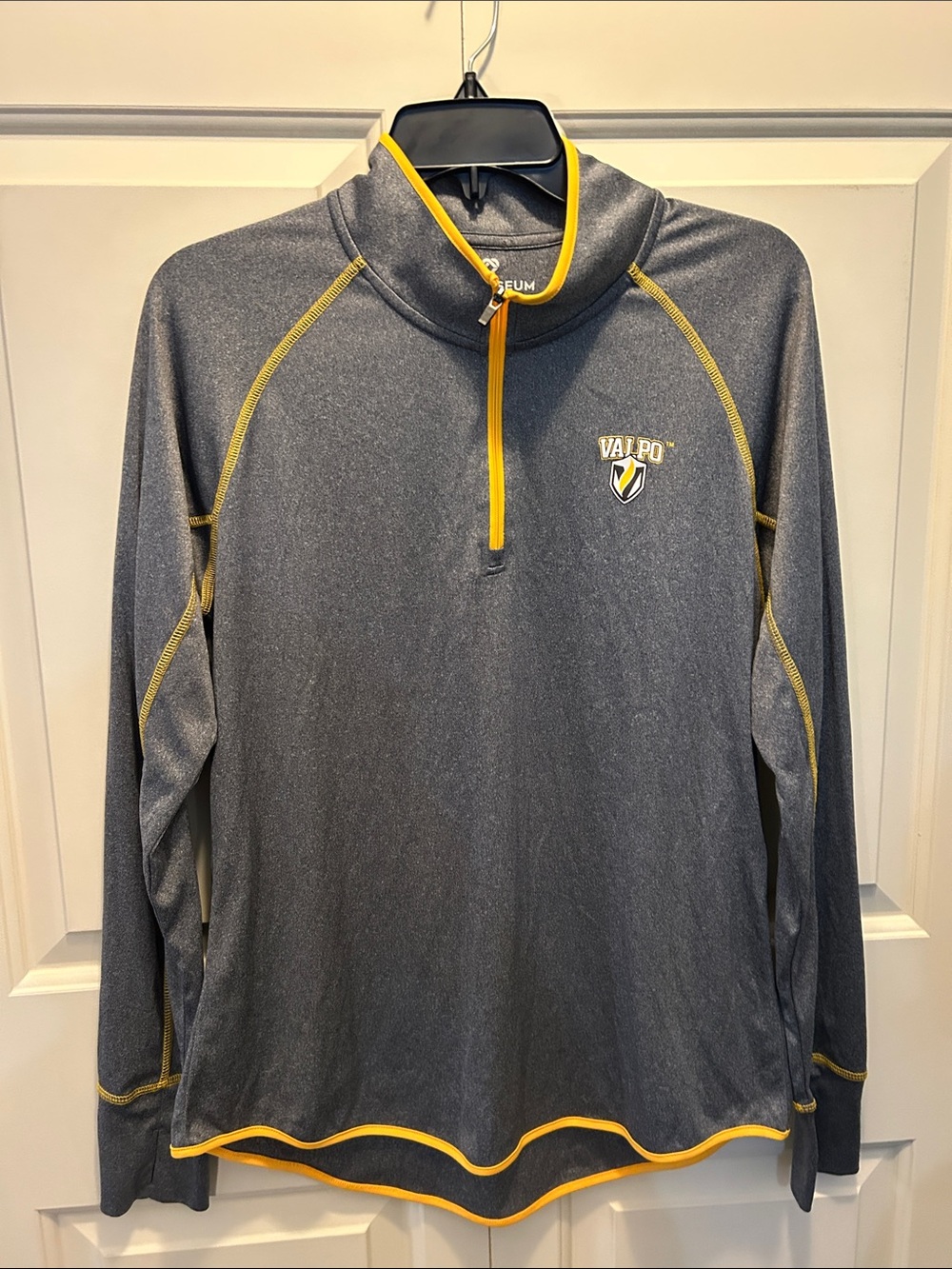 Womens Colosseum Valparaiso Grey & Yellow Quarter-Zip Performance Pullover